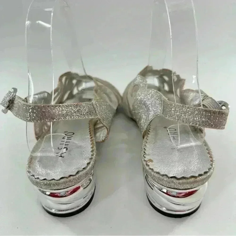 Ashro heels 9 silver glitter formal vintage 80s 90s grandmother of the bride